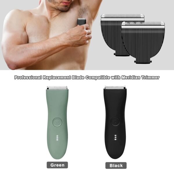 2 Pack Professional Electric Body & Pubic Hair Trimmer Replacement Blade,Compatible with Meridian Shaver Grooming Trimmer,Made of Ceramic Blade & Stainless Steel Blade (Black) - Image 5