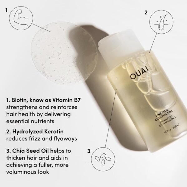 OUAI Fine Shampoo and Conditioner Set - Sulfate Free Shampoo and Conditioner for Fine Hair - Made with Keratin, Marshmallow Root, Shea Butter & Avocado Oil - Free of Parabens & Phthalates (10 Fl Oz) - Image 4