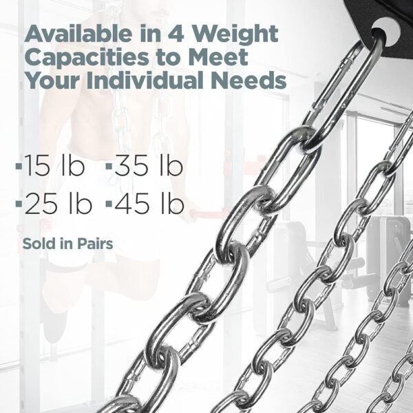 Logest Weight Lifting Chains with Collars - 1 Pair Available in 15LB 25LB 35LB 45LB Steel Workout Chains - Fitness Equipment for Deadlifts Bench Presses and More Targets Back Legs Core Weight Chains - Image 5