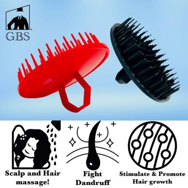 G.B.S Scalp Exfoliator 4 Pack - Scalp Scrubber, Shampoo Brush, Massager & Beard Exfoliator - Red & Black - Image 6