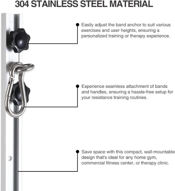 Resistance Band Wall Anchor,Gym Resistance Bands,djustable Workout Wall Anchor System,for Resistance Band Exercises,with 2 Rail and 2 Rail Car,Easy Installation(double set,No Resistance Bands) - Image 4