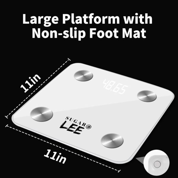 SugarLee Smart Body Fat Scale, Digital Bathroom Scale for Body Weight, Smart Scale with Precise and Clear Large LCD Display, 6mm Tempered Glass, 500 LBS - Image 7