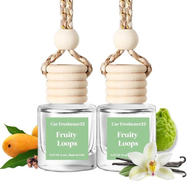 Car Air Freshener Hanging, Fruit Loops Fragrance Oil Air Diffuser for Car, Long Lasting Car Air Fresheners, Made in USA (2 Pack) - Image 2