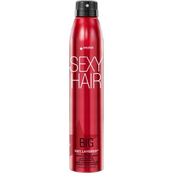 SexyHair Big Get Layered Flash Dry Thickening Hairspray, 8 Oz | Buildable Texture, Volume and Shine | Up to 72 Hours of Humidity Resistance - Image 2