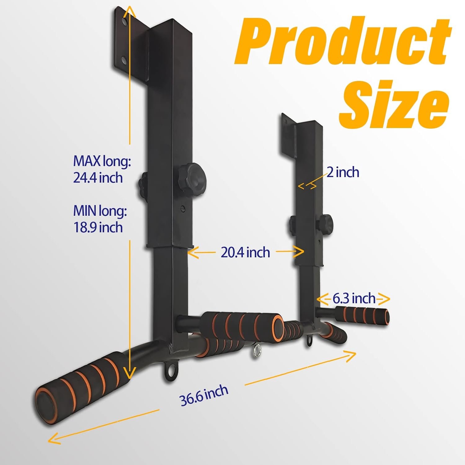 BDL Wall Mounted Pull Up Bar Chin Up bar Multifunctional Dip Station for Indoor Home Gym Workout, Power Tower Set Training Equipment Fitness Dip Stand Supports to 440 Lbs - Image 7