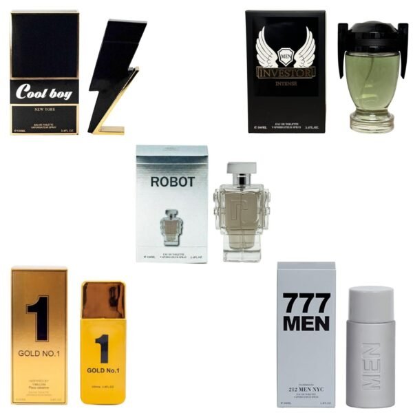 Cologne for Men (3.4oz/100ml x 5Pcs), Eau de toilette, (Impression of Badboy, Phantom, Invictus Victory, 1 Millionaire, 2112 Nyc) Pack of 5pcs - Image 2
