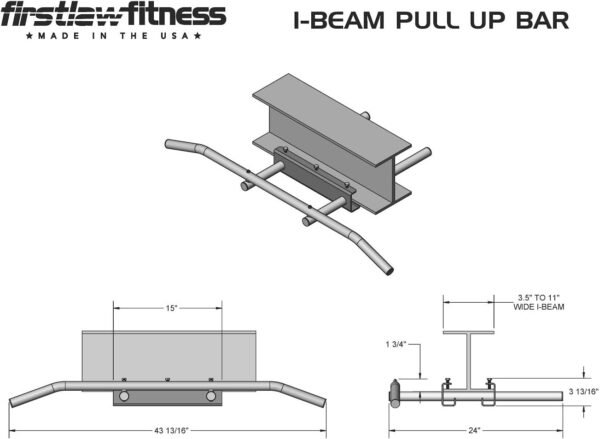 600 LBS Weight Limit - I-Beam Pull Up Bar - Straight Long Bar - Durable Rubber Grips - Red Label - Made in the USA! - Image 7