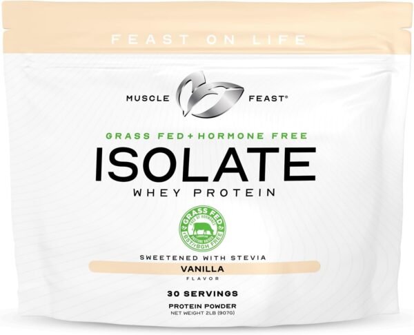 Muscle Feast Grass-Fed Whey Protein Isolate, All Natural Hormone Free Pasture Raised, Vanilla, 2lb - Image 2