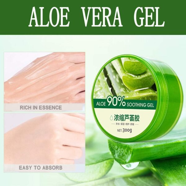 Fresh Aloe Soothing Gel, Aloe Vera Gel 10 fl oz/ 300ml, 90% Aloe Vera, Hydrates & Dry (1Pcs) - Image 4