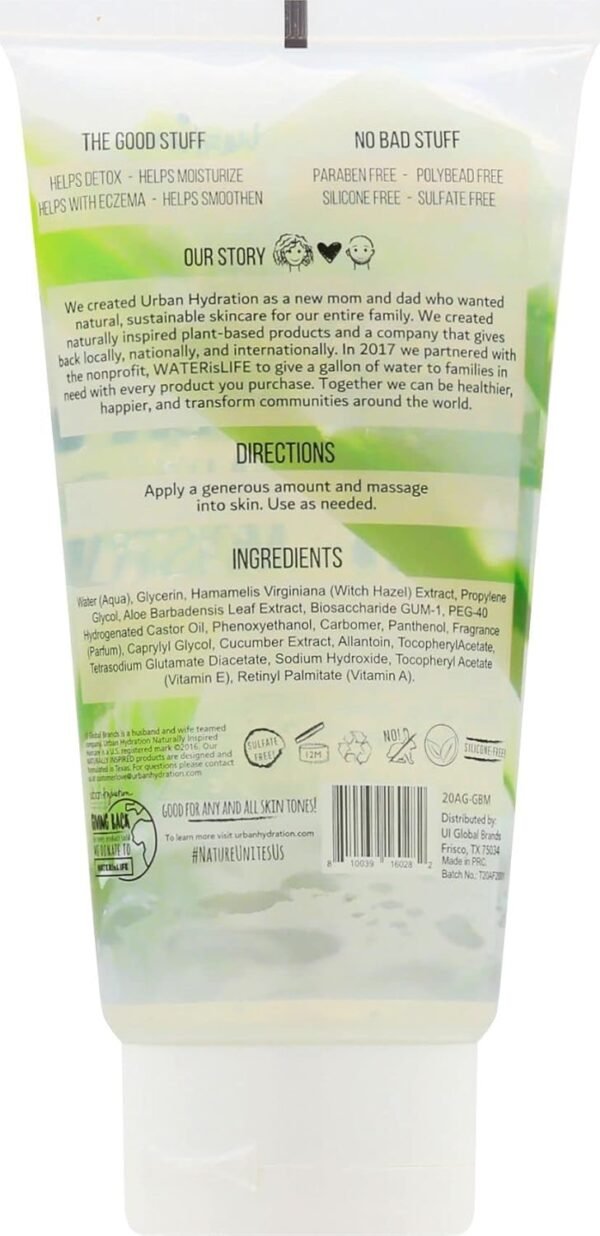 Urban Hydration Soothing & Cooling Aloe Vera Daily Body Moisturizer | Sulfate, Paraben & Polybead Free, Detoxes and Smooths Skin, Fades Dark Spots, Lightweight for All Skin Types | 6 Fl Ounces - Image 3