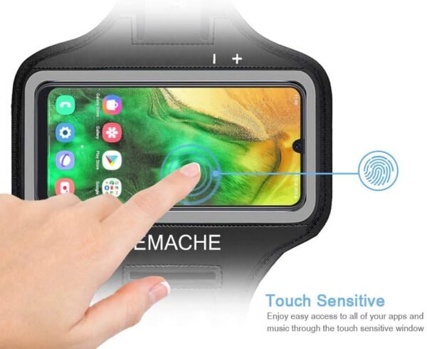 Galaxy A55 A54 A53 Armband, JEMACHE Water Resistant Gym Running Workouts Arm Band for Samsung Galaxy A51 A52 A53 A54 A55 (5G) with Card Holder (Black) - Image 3