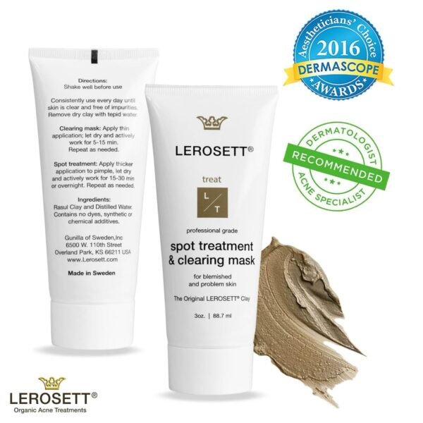 LEROSETT Facial Clay for Acne, Spot Treatment & Clay Mask, For Oily & Congested Skin, Reduces Blemishes, Blackheads & Pimples, Removes Ingrown Hairs, Tighten Pores, Vegan, 650+ Uses - Image 5