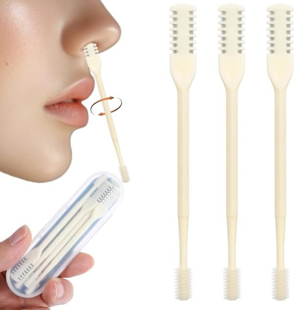 Nasal Hair Cutter 3pcs Double Sided Nose Hair Knife, 2-In-1 Nose Manual Nose Hair Trimmer 360° Rotating Nasal Hair Razor Portable Manual Nasal Hair Cutter Nose Hair Clippers For Men Women - Image 2