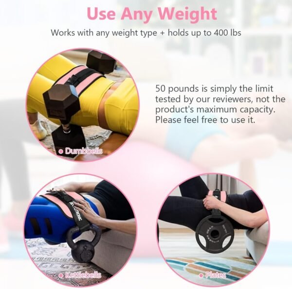 Exercise Hip Thrust Belt, Glute Trainer, Adjustable Hip Thrust Belt with Extra Padding for Dumbbells Kettlebells Gym Fitness Bodybuilding Weightlifting - Image 7