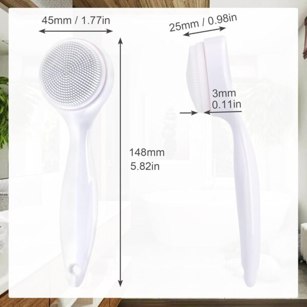 2 Pack Silicone Manual Facial Cleansing Brush, Skin Friendly Waterproof Face Cleaning Scrubber Exfoliator Cleanser for Blackheads Whiteheads Makeup Residues Removal- White - Image 3