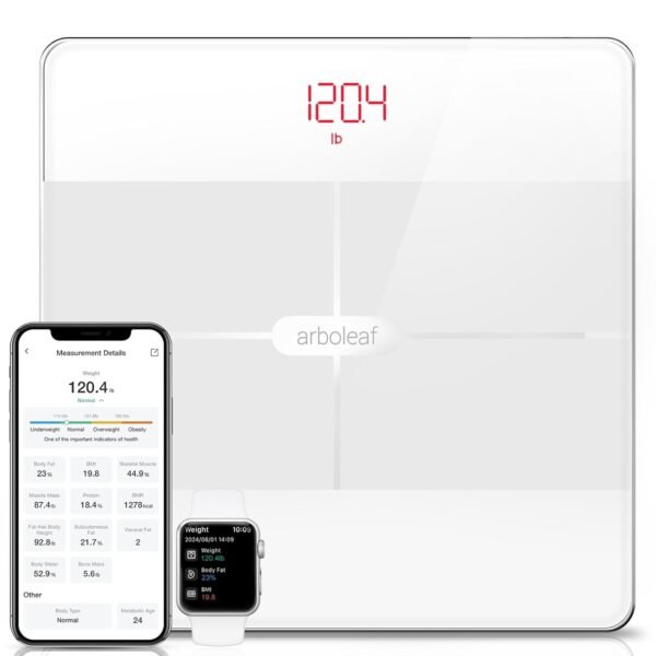 arboleaf Scale for Body Weight, High-Precision Digital Bathroom Body Fat Scale with 14 Body Composition Metrics, Bluetooth Sync, Sleek and Durable Design - Image 2