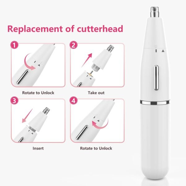 OWill Ear Nose Hair Trimmer for Men/Women 4in1 Flawless Eyebrow Facial Hair Remover Trimmer, Stainless Steel Blades, Type-C Charge, Waterproof, Suitable for Underarms Private Parts Moustache etc White - Image 7