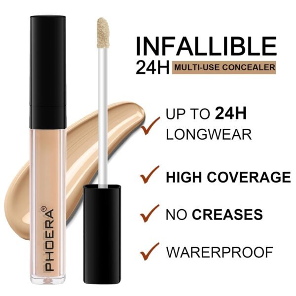 PHOERA Concealer, Lightweight, Full Coverage, Long Lasting, Corrects, Hydrates, Highlights, Matte Finish, All-Day Wear,with Concealer Brush (103#BEIGE) - Image 5