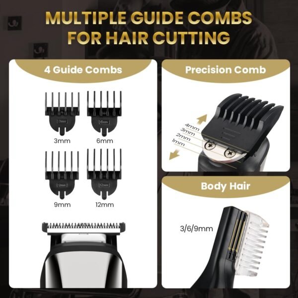 PRITECH Beard Trimmer for Men, 6 in 1 Beard Trimmer Kit, Electric Beard Trimmer with Hair, Precision, Body, Nose, Foil Razor, Grooming Kit Waterproof IPX6 (Silver) - Image 6