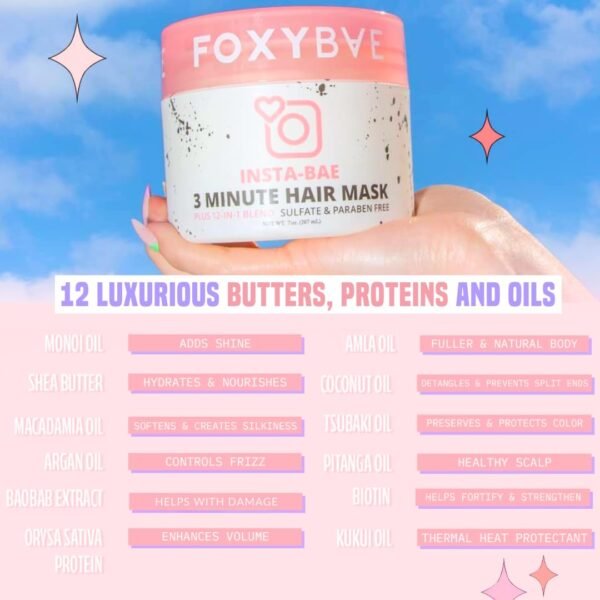 FoxyBae 3-Minute Hair Mask - with Biotin - for Dryness, Damage, Growth - Deep Conditioning, Hydrating, Moisturizing - Insta-Bae - 7 Fl Oz - Image 5