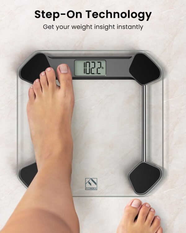 FITINDEX Digital Scale for Body Weight, Bathroom Scale for Weight Loss, High Accurate Weight Scale in 0.1 lb Increments, Large LCD Display, Battery Included, 400lbs Capacity - Image 3