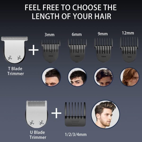 Beard Trimmer for Men - 5 in 1 Kit Electric Razor, Nose Hair Trimmer with LED Display, Cordless Mustache Body Face Grooming Kit, Waterproof Rechargeable Beard Shaver - Image 4