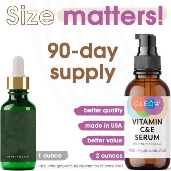 Vitamin C Face Serum, Hydrating Vitamin C Serum for Face with Hyaluronic Acid, Suitable For All Skin Types, Targets the Appearance of Dull Spots 2oz - Image 3