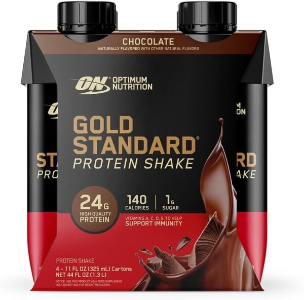 Optimum Nutrition Gold Standard Protein Shake, 24g Protein, Ready to Drink Protein Drinks, Chocolate, 11 Fl Oz, 12 Count (Pack of 1) (Packaging May Vary) - Image 5