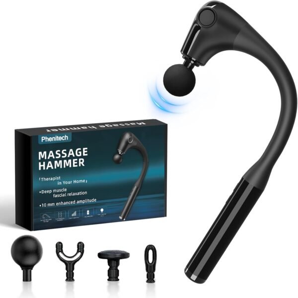 Massage Gun with Extension Handle,Massage Gun Deep Tissue 10mm,Back Massager for Pain Relief Deep Tissue for Shoulder Neck Waist Legs,Percussion Muscle Massage Gun with 4 Massage Heads 5 Speed Level - Image 2