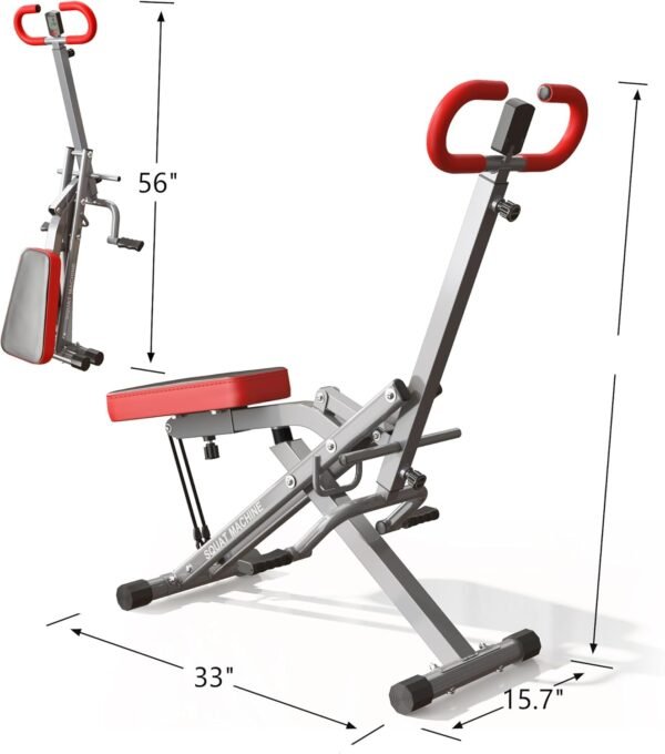 SogesHome Squat Machine Rowing Machines for Home Foldable, Fitness Rowing Machine Row and Ride Squat Machine with Adjustable 2 Resistance Bands for Workout Exercise, 330 lbs Weight Capacity - Image 3