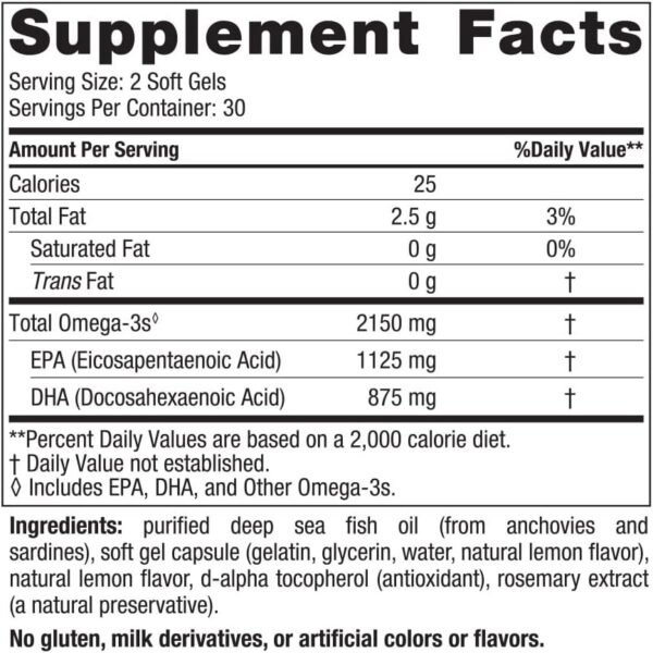 Nordic Naturals Ultimate Omega 2X, Lemon Flavor - 60 Soft Gels - 2150 mg Omega-3 - High-Potency Omega-3 Fish Oil with EPA & DHA - Promotes Brain & Heart Health - Non-GMO - 30 Servings - Image 3