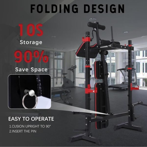 1500LBS 6 in 1 Weight Bench Set with Leg Extension/Curl and Preacher Curl, Bench Press Set and barbell Rack with Safety Bar Catches, Foldable Workout Benches for Home(US Stock) - Image 4
