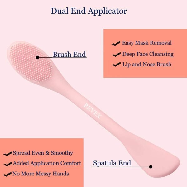 REVEX Silicone Face Mask Applicator,Face Scrubber,2Pcs Mask Applicator Tool for Facial Mud,Facial Cleansing Brushes with Bristles for Makeup Skincare Removal.(Pink+Gray) - Image 4