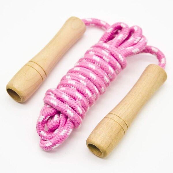 Cotton Jump Rope for Kids - Wooden Handle - Adjustable Cotton Braided Fitness Skipping Rope - Outdoor Fun Activity, Great Party Favor, Exercise Activity, Pack of 2 - Image 3