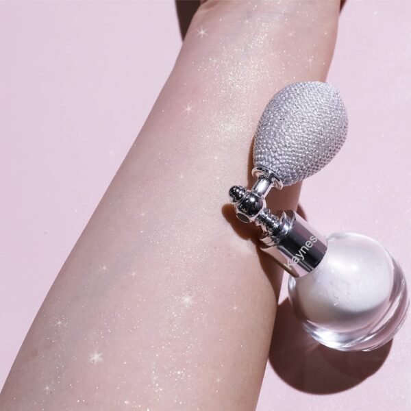 Highlighter Powder Spray, Longwear Glitter Spray for Body, Face, Hair, Shimmer Powder High Gloss Loose Powder Makeup Mist for Festive Party, Stage Shows, Nightclubs, Bar(1#Pearl White) - Image 3