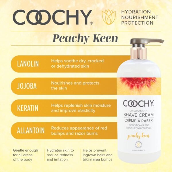 Coochy Intimate Shaving Cream | Shave Conditioner & Moisturizer for Face & Body | Ideal for Sensitive Skin Care, Anti-Bump | Peachy Keen, 32 oz - Image 3