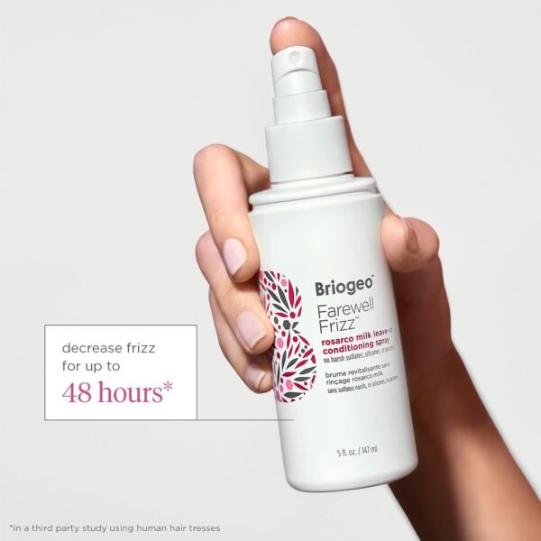 Briogeo Farewell Frizz Rosarco Milk Leave-In Conditioning Spray, Anti Frizz Leave In Conditioner for Curly Hair, Hair Detangler Spray & Hair Moisturizer with Argan Oil, Vegan, Cruelty-Free - Image 4