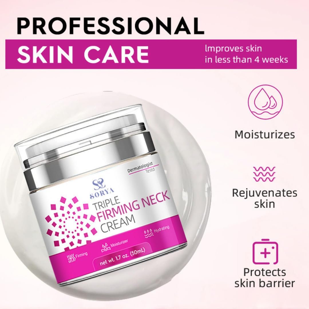 SORYA Neck Firming Cream Anti-Aging To Reduce Wrinkles Neck Firming Cream Moisturizer with Retinol, Collagen & Hyaluronic Acid for Men & Women, - Image 6