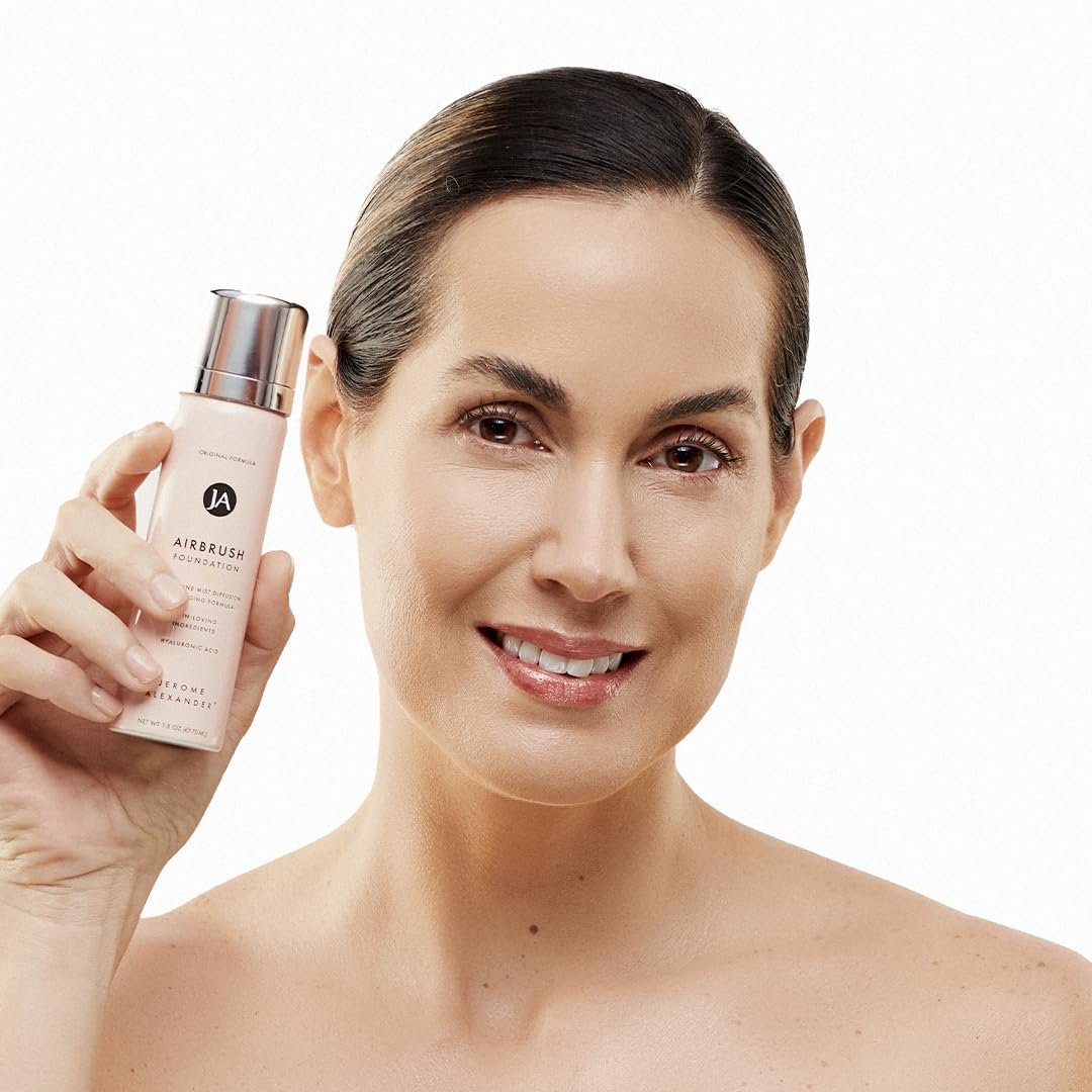 MagicMinerals AirBrush Foundation by Jerome Alexander – 2pc Set with Airbrush Foundation and Kabuki Brush - Spray Makeup with Anti-aging Ingredients for Smooth Radiant Skin - Light Medium - Image 8