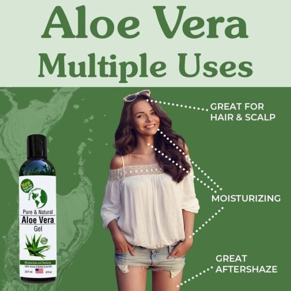 Earth's Daughter Organic Aloe Vera from 100% Pure and Natural Cold Pressed Aloe with 8 oz Disc Top Dispenser - Great for Face - Hair - Sunburn - Dry Skin - Image 6