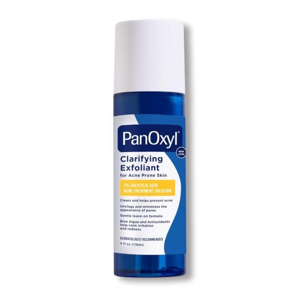 PanOxyl Clarifying Exfoliant with 2% Salicylic Acid, BHA Liquid Exfoliant for Face, Unclogs, Minimizes Appearance of Pores, Blue Algae and Antioxidants Help Calm Redness, For Acne Prone Skin, 4 fl oz - Image 2
