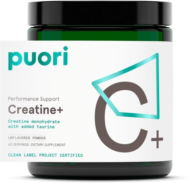 Puori Creatine Monohydrate Powder with Taurine - Unflavored Creatine Powder, Pre-Workout Supplement for Men & Women - Muscle Builder, Enhanced Workout Performance & Strength Building - 60 Servings - Image 2