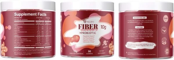 Fiber Gummies with Probiotics,10G Fiber per Serving No Sugar Added Apple Flavor, Fiber with 10 Billion CFU Probiotics Blend, Apple Cider Vinegar, Vitamin C, Inulin, Bloating Support 90 Count - Image 10