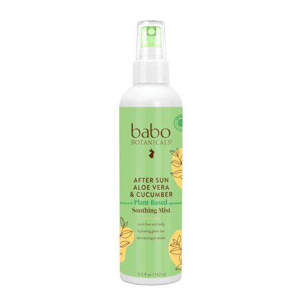 Babo Botanicals After Sun Soothing Mist - Aloe Vera & Cucumber - For Face, Body & Sensitive Skin - Non-Aerosol - No-touch application - EWG Verified - Alcohol-Free - Scented with cucumber extract - Image 2
