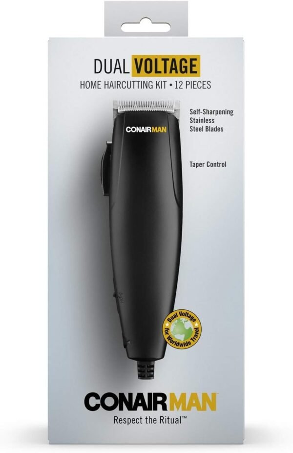 ConairMAN Dual Voltage, Hair Clippers for Men, 12-piece Hair Clipper, Great for Travel - Image 4
