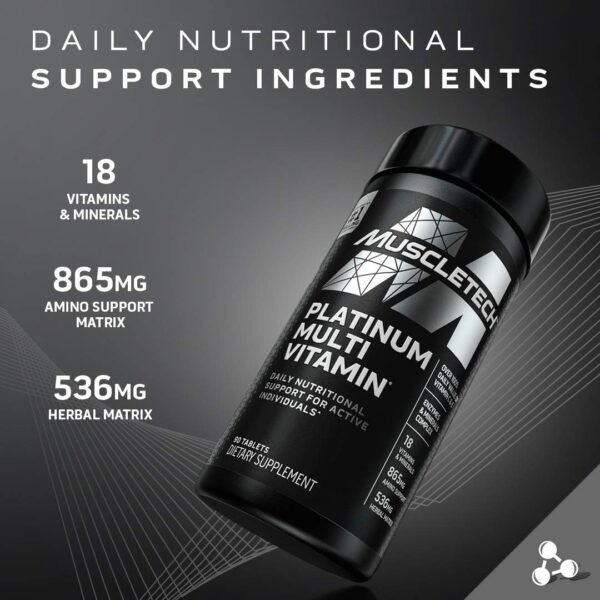 MuscleTech Platinum Multivitamins for Men & Women - Multi-Vitamin Supplement for Immune Support - 18 Vitamins & Minerals, Vitamin A C D E B6 B12 - Daily Workout Supplements for Men - 90 Capsules - Image 5