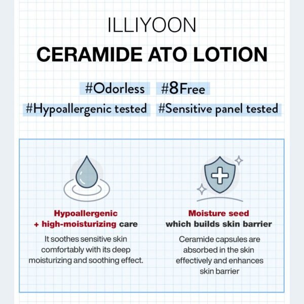 Illiyoon Ceramide Ato Lotion | Lightweight Moisturizer for Dry & Sensitive Skin, Barrier Repair for Face and Body, Mild for Babies, Vegan Certified, Korean Skincare, 2.3 fl.oz. - Image 3