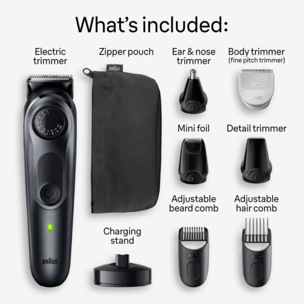 Braun All-in-One Style Kit Series 5 5490, 9-in-1 Trimmer for Men with Beard Trimmer, Body Trimmer for Manscaping, Hair Clippers & More, Ultra-Sharp Blade, 40 Length Settings, Waterproof - Image 3