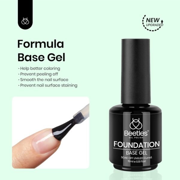 Beetles Gel Base Top Coat,2 Pcs 15ml Upgrade Super Shiny Gel Top Base Coat Set,Glossy and Long-Lasting Gel Polish,Soak Off Nail Lamp Foundation Combination Gel Top Base Coat Polish for Women - Image 4