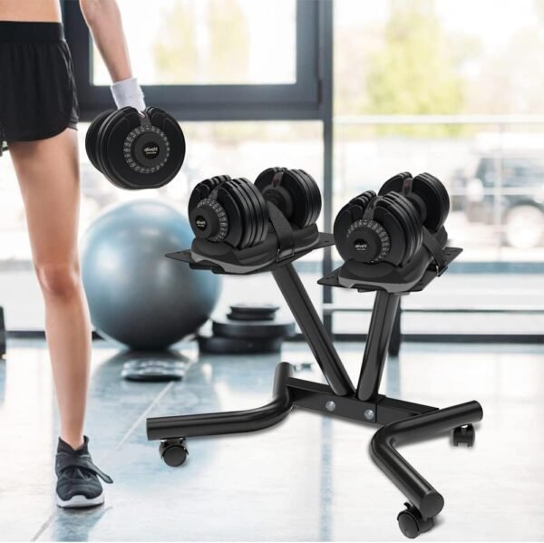 ATIVAFIT Adjustable Dumbbell Stand Fitness Dial Dumbbell Rack with Adjustable Belt for Home Gym Set - Image 6